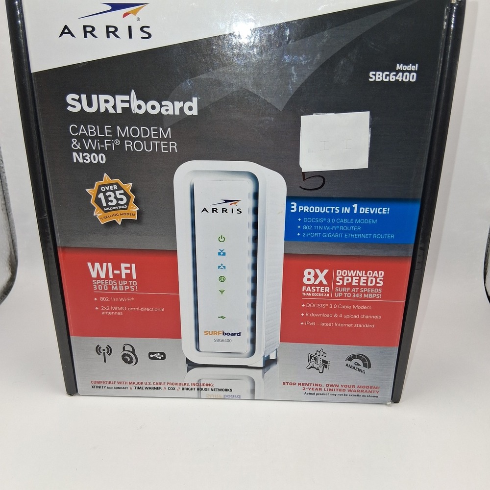 ARRIS SURFboard SBG6400 DOCSIS 3.0 Cable Modem N300 WiFi Router